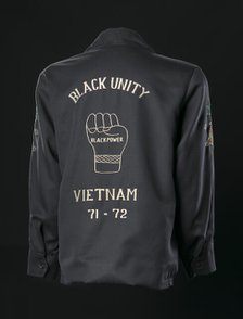 Vietnam tour jacket with Black Power embroidery, 1971-1972. Creator: Saha Union Group.