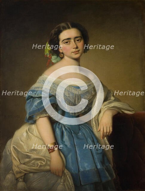 Portrait of Leontyna Aniela Aszpergerówna, 1855. Creator: Alojzy Rejchan.