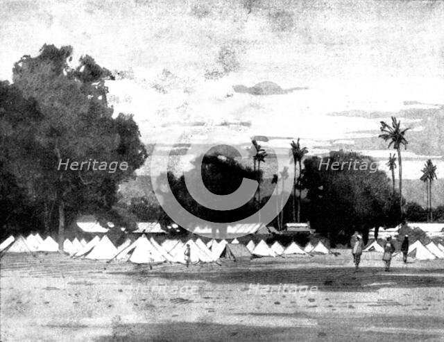 Reinforcements for Uganda: arrival of an Indian Contingent at Mombasa - 27th Bombay Infantry, 1898. Creator: George Montbard.