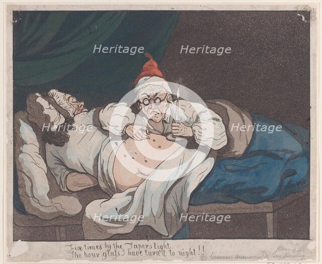 Five times by the Taper's light, The hour glass I have turn'd to night!!, 1793., 1793. Creator: Thomas Rowlandson.
