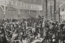 Mormon emigrants at Castle Garden, New York, USA, 1878. Creator: Andrés Ovejero.