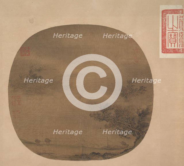 Towing a Boat in a Rainstorm, late 12th century. Creator: Unknown.