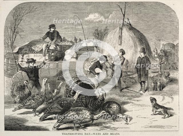 Thanksgiving Day - Ways and Means, 1858. Creator: Winslow Homer (American, 1836-1910).