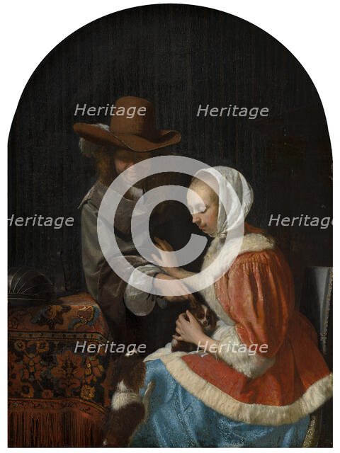 Man and Woman with Two Dogs, known as 'Teasing the Pet'. Creator: Frans van Mieris I.