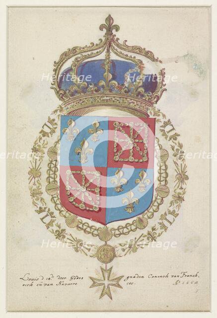 Coat of arms of Louis XIV, King of France, 1668. Creator: Anon.