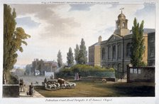 St James's Chapel and Tottenham Court Turnpike, St Pancras, London, 1812.    Artist: Anon