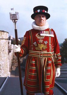 Beefeater at the Tower of London, c1955. Creator: Arthur Charles Kirby Ware.