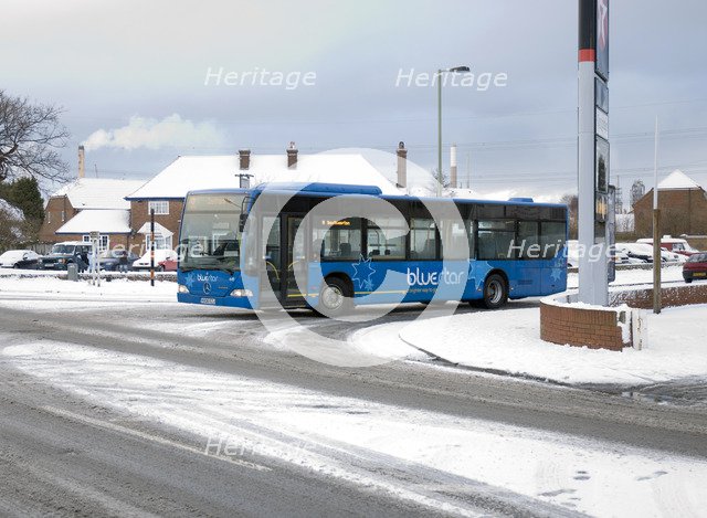 Solent Blue line Bus in snowy weather conditions