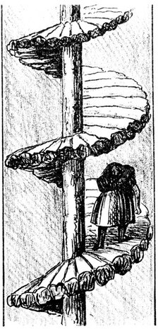 Woman carrying a load of coal up a 'turnpike' spiral stair, Scottish, 1848. Artist: Unknown