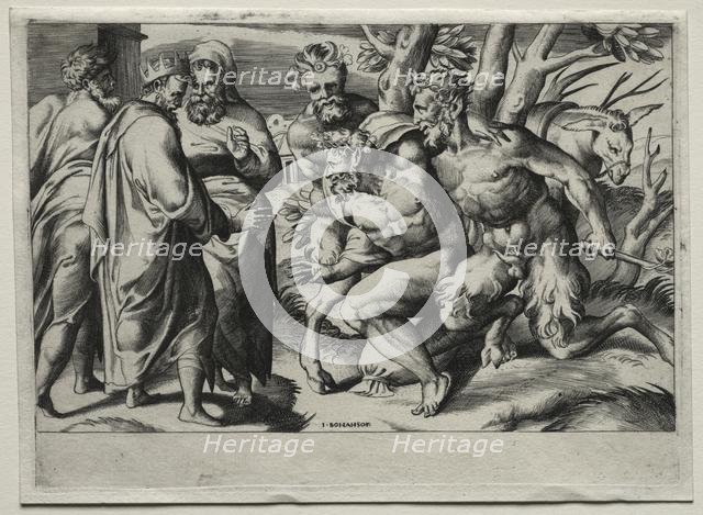Silenus and King Midas, mid 16th century. Creator: Giulio Bonasone (Italian, c. 1510-aft 1576).