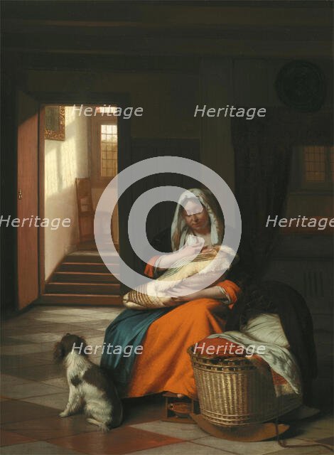 Mother Nursing Her Child, c1674/1676. Creator: Pieter de Hooch.