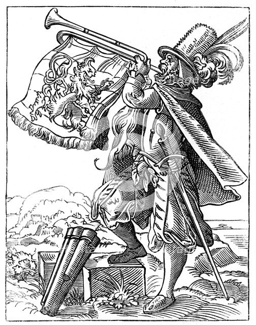 Military trumpeter, 16th century (1849).Artist: Jost Amman