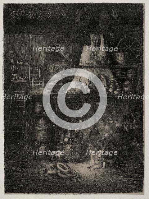 Peasant Interior in the Haute-Garonne, 1858. Creator: Rodolphe Bresdin (French, 1822-1885).