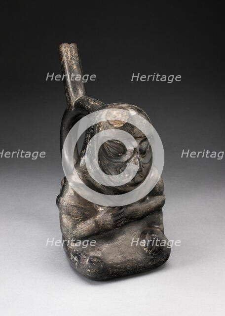 Handle Spout Vessel in the Form of a Seated Anthropomorphic Owl, 100 B.C./A.D. 500. Creator: Unknown.