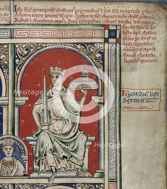 Richard I the Lionheart (From the Historia Anglorum, Chronica majora). Artist: Paris, Matthew (c. 1200-1259)