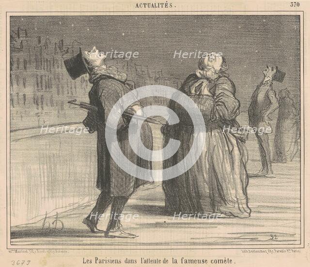 Les Parisiens dans l'attente de la fameuse comète, 19th century.  Creator: Honore Daumier.