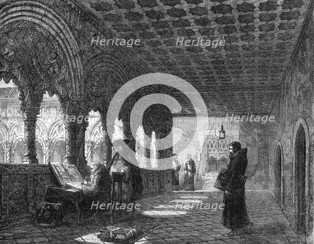 "Monks Illuminating in a Convent at Valladolid, Spain," by T. R. Macquoid..., 1869. Creator: W Palmer.