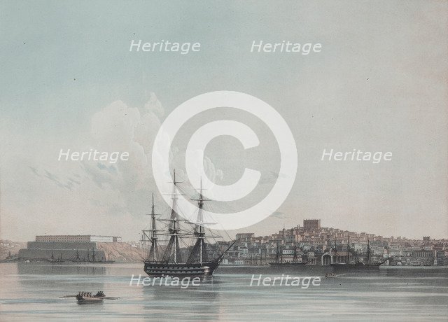 New Marine Barracks and Inner Harbor of Sevastopol, 1850s. Artist: Aivazovsky, Ivan Konstantinovich (1817-1900)