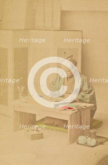 A Japanese Artist at Work, 1897. Creator: Ogawa Kazumasa.