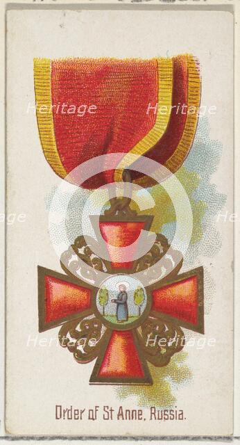 Order of St. Anne, Russia, from the World's Decorations series (N30) for Allen & Ginter Ci..., 1890. Creator: Allen & Ginter.