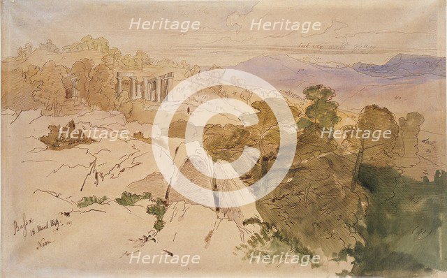 The Temple of Apollo at Bassae, Greece, 1849. Artist: Edward Lear.
