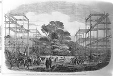 Building in Hyde Park, London for the Great Exhibition, 1851. Artist: Unknown