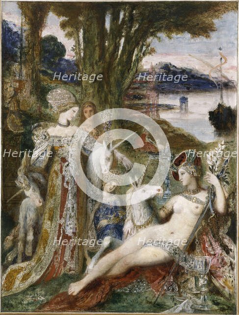 Les Licornes, c. 1888. Creator: Moreau, Gustave (1826-1898).