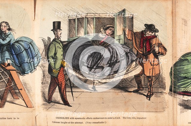 'Crinoline - its difficulties and dangers', c1860. Artist: Unknown