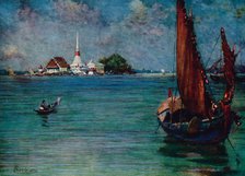 'A Fishing Boat Off the Island Pagoda of Paknam', 1913. Artist: Edwin Norbury.