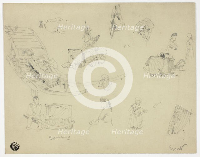 Sketches of Figures, Sleds at Bambarg, n.d. Creator: Samuel Prout.