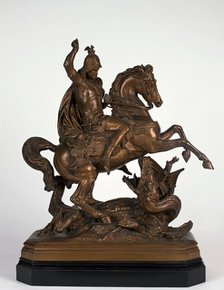 Equestrian statuette of Saint George killing the dragon, 1853. Creator: Anton Dominik Fernkorn.