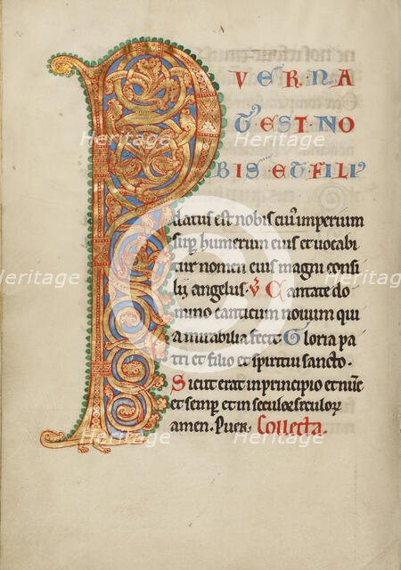 Inhabited Initial P; Missal, about 1180. Creator: Unknown.