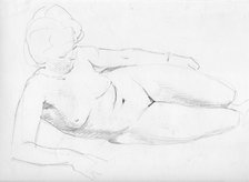Nude woman reclining, c1950. Creator: Shirley Markham.