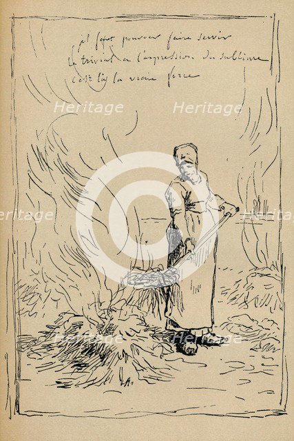 'Peasant Burning Weeds', 19th century. Artist: Jean Francois Millet.