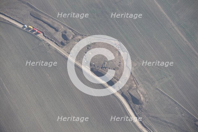 Archaeological excavation of an Iron Age/Roman ditched enclosure, North Yorkshire,  2015. Creator: Historic England.