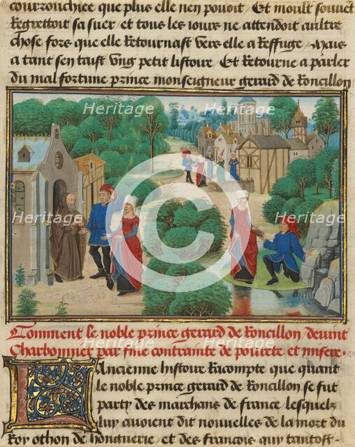 Gerard and Bertha Find Sustenance at a Hermitage, written 1463-1465; illuminated 1467-1472. Creators: Loyset Liedet, Pol Fruit.