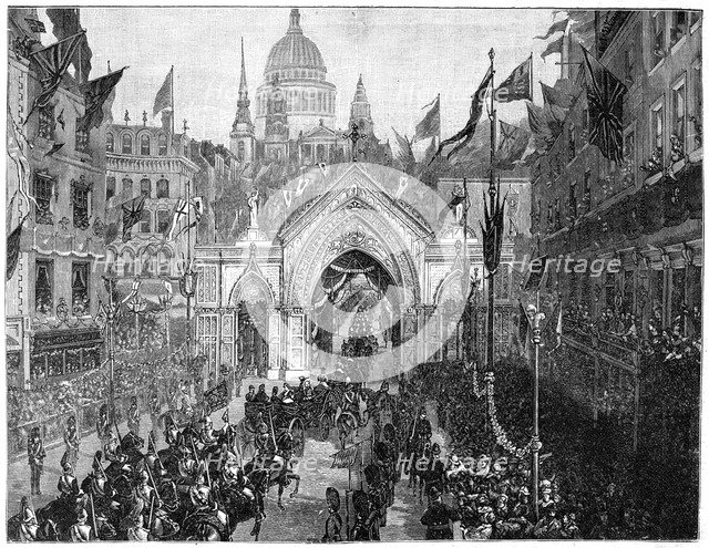 The procession at Ludgate Hill, Thanksgiving Day, London, 1900.Artist: N Chevalier