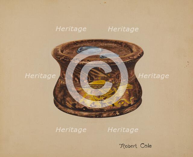 Ink and Pen Stand, c. 1940. Creator: Robert Cole.