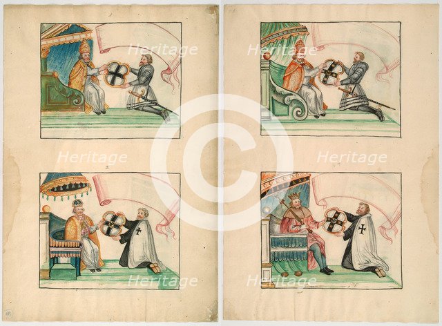 Popes and Emperor give privileges to the Teutonic Knights. Artist: Anonymous  