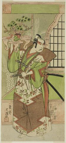 The Actor Ichikawa Yaozo II in a pre-performance celebration of the play "Soga..., 1773. Creator: Ippitsusai Buncho.