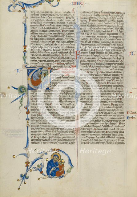 Initial V: A Prophet Writing; Abbey Bible, about 1250-1262. Creator: Unknown.