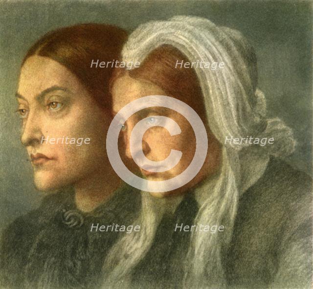 'Christina Rossetti with her Mother', 1877, (1942).  Creator: Dante Gabriel Rossetti.