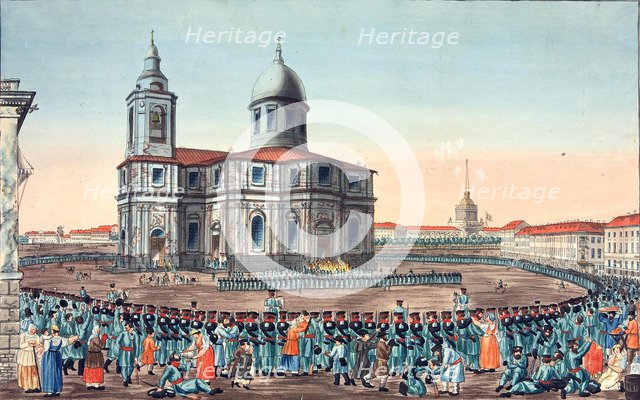 People's Militia Received on the St Isaac's Square in Saint Petersburg, 1815. Artist: Ivanov, Ivan Alexeyevich (1779-1848)