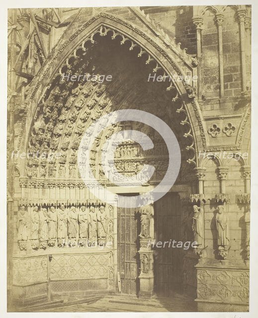 Amiens Cathedral, West Facade, Central Portal, 1854. Creators: Bisson Frères, Louis-Auguste Bisson, Auguste-Rosalie Bisson.