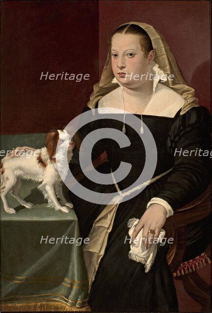 Portrait of a Lady with a Dog, 1565-1569. Creator: Passerotti (Passarotti); Bartolomeo (1529-1592).