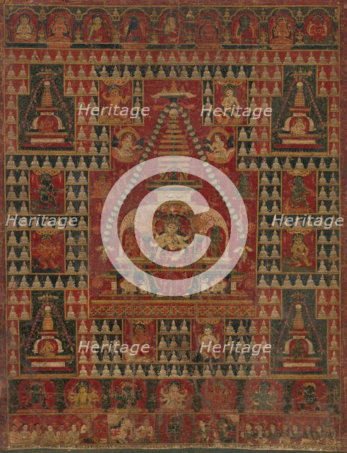 Ushnishavijaya Enthroned in the Womb of a Stupa, dated 1510-19. Creator: Unknown.