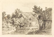 A House and a Shaded Cottage on the Banks of a River, c. 1770. Creator: Nicolas Perignon.