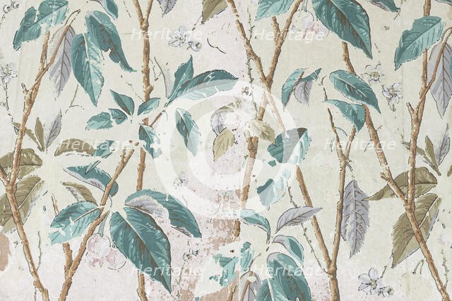 Wallpaper in the garden house, Mount Edgcumbe Country Park, Cornwall, 2019. Creator: Steven Baker.