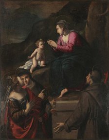 Madonna di Reggio with Saints Margaret, Clare and Francis, ca. 1600. Creator: Scarsellino (Scarsella), Ippolito (1551-1620).