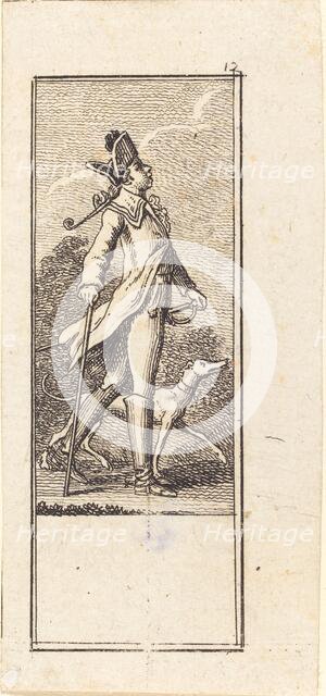 Young Man with Sword, Cane and Dog, 1784. Creator: Daniel Nikolaus Chodowiecki.
